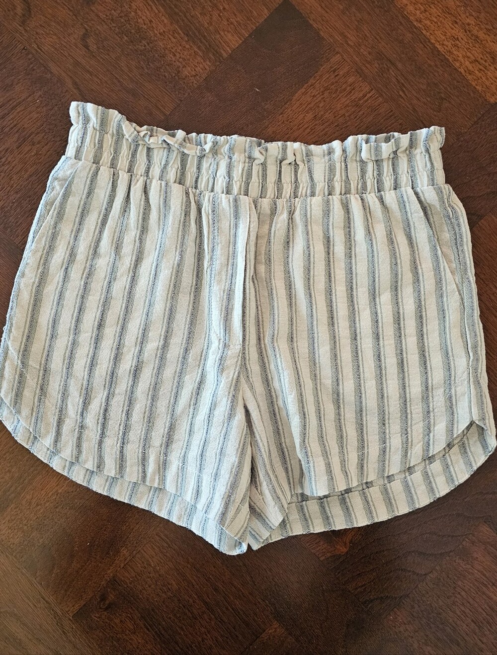 Nordstrom Treasure & Bond Girls Striped Pull On Linen Blend Shorts S 7/8